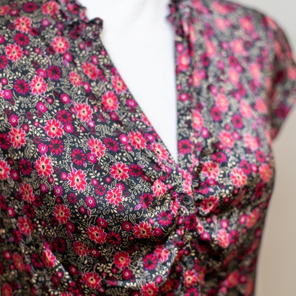 Express Floral Button Down Silk Blouse Medium Vintage Y2K Express Design Studio - Picture 2 of 7